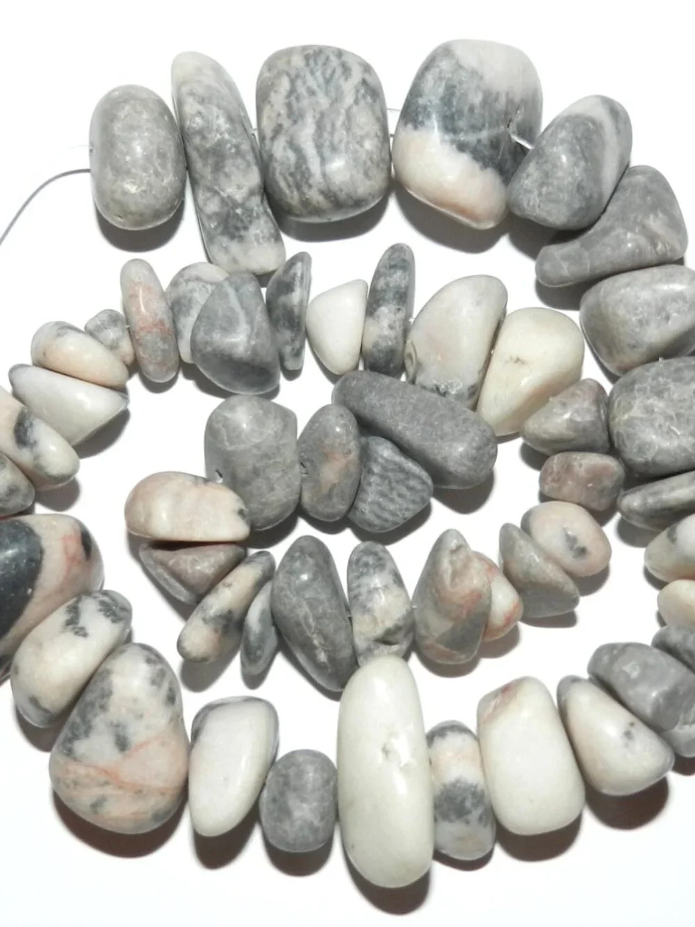 NG2126 Desert Pink Zebra Marble X-Large 10mm - 20mm Chip Gemstone Beads 16
